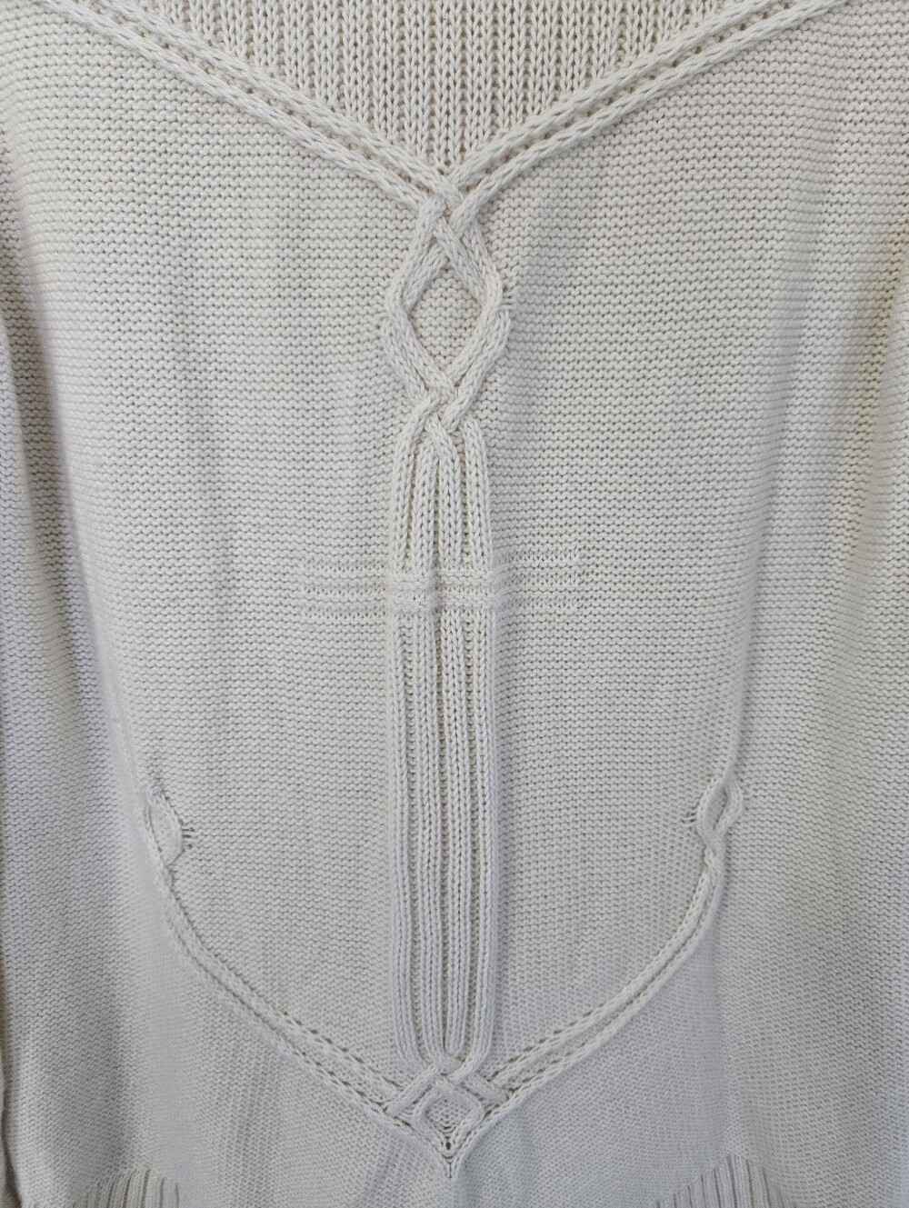 Talbots Womens Anchor Cable Ribbed Sweater Size M Cream Fisherman Sailor Coastal